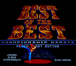 Best of the Best Championship Karate title screen for Sega Genesis